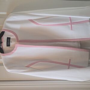 BLACK LABEL EVAN-PICONE WOMENS WHITE/PINK OPEN PROFESSIONAL BLAZER JACKET SIZE 6